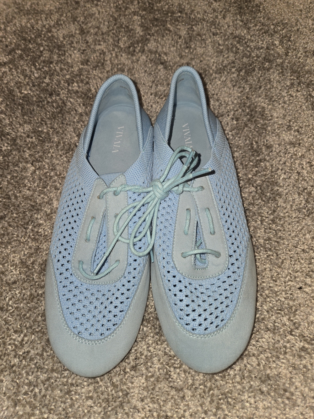 VIVAIA Blue Knit Textile Lace-Up Flats Women's 7.5